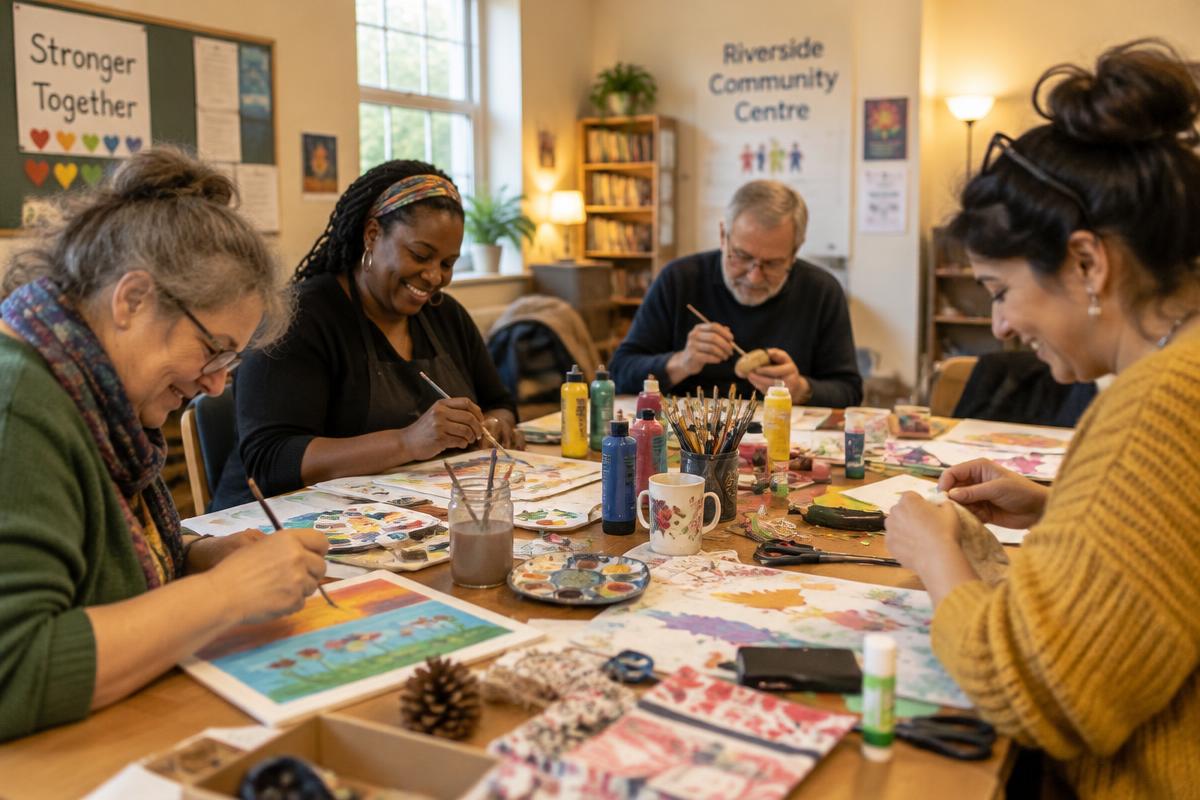Illustrative arts and crafts session around a table